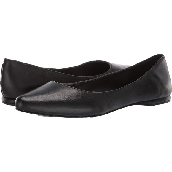 Nine West Women's Black Leather Closed Pointed Toe Speakup Ballet Flats Shoes - Picture 7 of 8